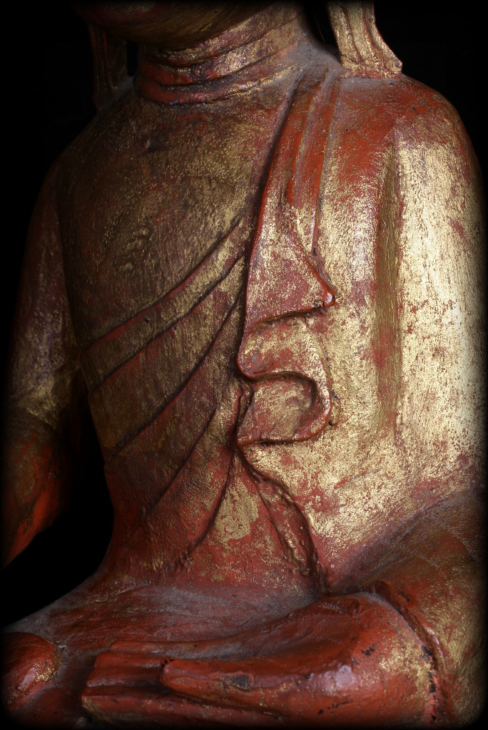 Extremely Rare 19C Wood Burmese Shan Buddha #A041